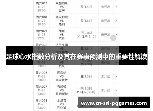 足球心水指数分析及其在赛事预测中的重要性解读 足球心水指数分析及其在赛事预测中的重要性解读